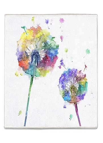 arteneur® - WC Vorleger OHNE Ausschnitt 50x60 cm | Badvorleger rutschfest Waschbar bis 40°C | Saugstark & Schnelltrocknend | Fußbodenheizung Geeignet | Weich & Flauschig | WC Teppich Bunte Pusteblume