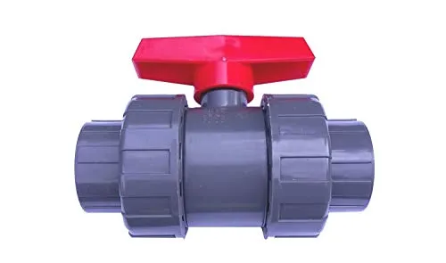 EXCOLO PVC Kugelhahn Ventil Kunststoff Kugelventil 32 mm - 63 mm für PVC Rohre für Wasser Pool Teich (Mit 50 mm PVC Rohr Muffen)