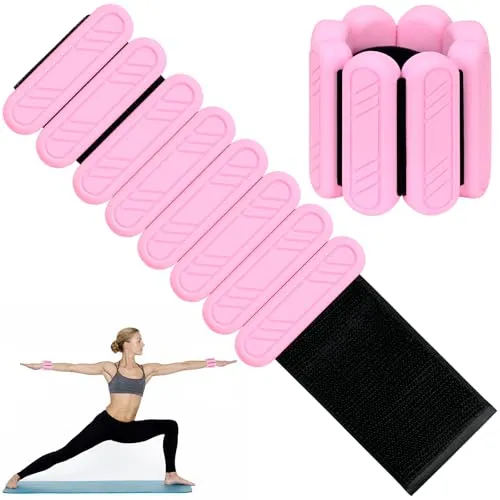 KOOOGEAR Verstellbare Gewichtsmanschetten Set 2 Stück, Knöchel- und Handgelenkgewichte für Fitness Pilates Yoga Aerobic und Joggen (Rosa, 2 * 0.5 kg)