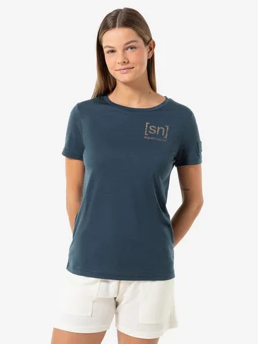 Super.Natural Damen Logo Lines Bio J T-Shirt (Größe XS, blau) - T-Shirts Freizeit, umweltfreundlich aus biologisch abbaubaren Materialien, perfekt für nachhaltige Mode ohne Mikroplastik.