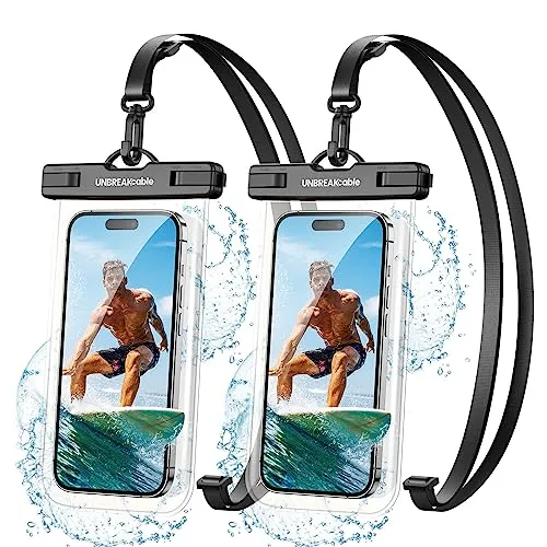 UNBREAKcable Wasserdichte Handyhülle [2 Stück] für 7,0 Zoll Smartphones - Wasserdichte Handytasche mit IPX8 Schutz bis 30 Meter, ideal für Strand, Schwimmen und Outdoor-Aktivitäten. Kompatibel mit iPhone 17-11 Pro Max und Samsung S25-S21.