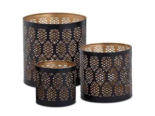 Amagohome Teelichthalter Kerzenständer Kerzenhalter Teelichthalter Metall schwarz gold