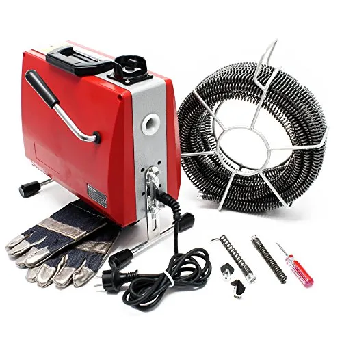 Profi Rohrreinigungsmaschine 390W - Rohrreinigungswellen - 390W Leistung für kraftvolle 400 U/min und langlebige CR12-Stahl Bauweise, ideal für professionelle und private Anwendungen.