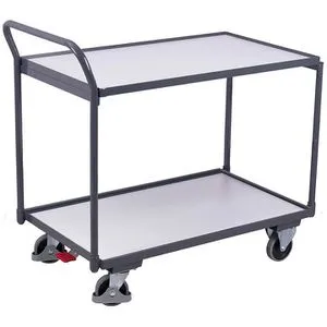 VARIOfit Tischwagen sw-600.557 - ESD Tischwagen mit 250kg Tragkraft - Transportgeräte & Rampen - Robuster Tischwagen mit 2 ESD-beschichteten Etagen, ideal für elektrostatische Entladung, und einer Gesamttragkraft von bis zu 250 kg.