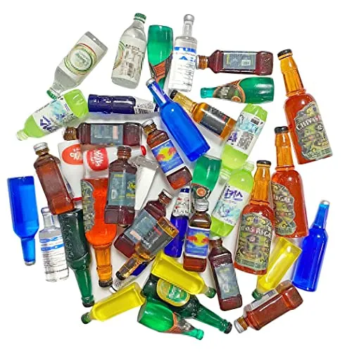 Aabellay 40 Stück Mini Harz Weinflaschen Miniatur Bierflaschen Flaschen Trinken Modell für Schmuck Herstellung Schlüsselanhänger Halskette Armband Ohrringe DIY Brosche Handyhülle - Zufälliger Stil 1