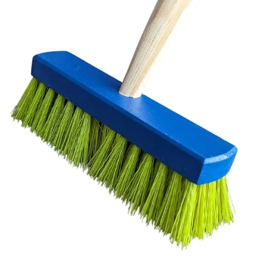 Land-Haus-Shop Kinderbesen Gartenbesen Holz Kinder Besen stabil mit Holzstiel Haushalt Garten Terasse Kinder Gartengerät Spielzeug Strassenbesen (Blau-Grün)