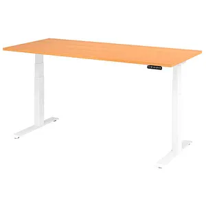 Hammerbacher Schreibtisch XDKB 19, elektrisch höhenverstellbar - Kinderschreibtisch aus hochwertiger Buche, mit 3-fach Memory-Schalter und sanftem Anlauf. Ideal für ergonomisches Arbeiten und individuelles Wachstum.