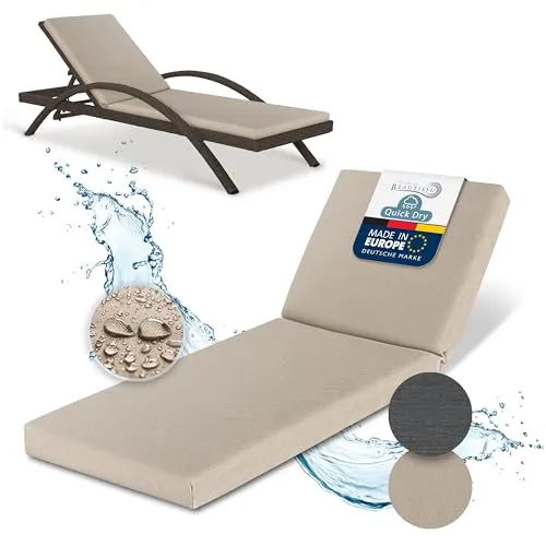 Beautissu Deckchair Auflage 190x60 cm - Wetterfeste Liegenauflage für Gartenmöbel, schnell trocknend und UV-beständig – ideal für entspannte Tage im Freien.