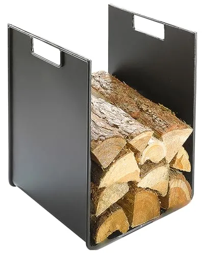 Kobolo Kaminholzregal aus schwarz lackiertem Metall - Elegantes Kaminholzregal von Kobolo in stabiler Metall-Ausführung. Ideal für stilvolle Kaminholzlagerung und passt perfekt in jedes Wohnambiente.