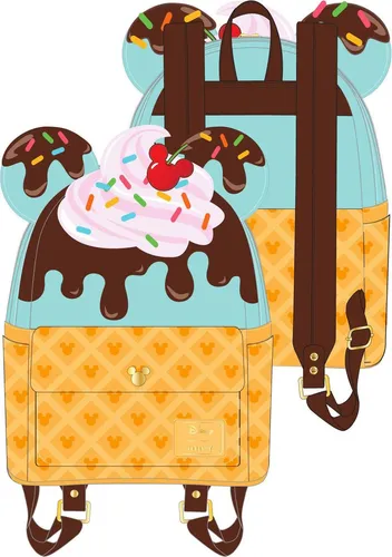 Loungefly Disney Mickey und Minnie Mouse Sweets Ice Cream Damen Schultertasche - Tagesrucksäcke mit doppelten Trägern, perfekt für Disney-Fans und ideal für den Alltag oder Ausflüge