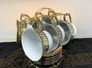 Bavary Porzellan Kaffeeservice Set mit Goldrand