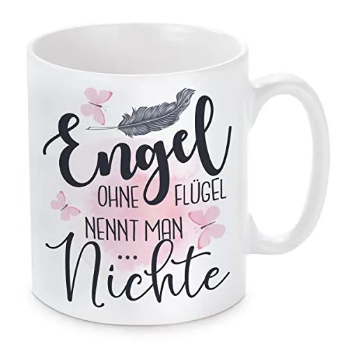 Herzbotschaft Tasse mit Motiv Modell: Engel ohne Flügel nennt Man Nichte