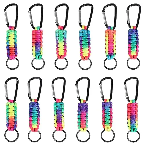 Schlüsselband Karabiner, 12 Stück Schlüsselanhänger Ring Geflochtenes Lanyard Geflochtene Lanyard Ring-Haken-Clip Schlüsselband Clip Schlüsselringe für Männer Frauen