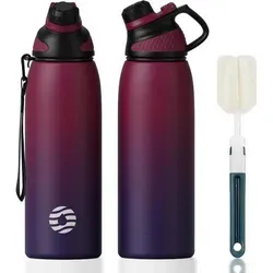 Trinkflasche Edelstahl Magnetdeckel BPA Frei Rot lila 1000 ml