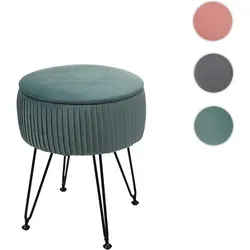 Mendler Sitzhocker HWC-K47 - Edler Hocker mit Staufach in Samt-Optik - Stilvolle Hocker mit integriertem Staufach und abnehmbarem Deckel. Höhenverstellbare Füße für optimale Anpassung an Bodenunebenheiten. Ideal für jedes Wohnambiente.