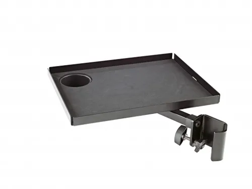 K&M 12227 Ablageplatte - Ständer & Stützen - Robuste Ablageplatte für Stative, individuell verstellbar, mit Schaumstoff-Einlage und praktischem Becherhalter, bis 5 kg belastbar.