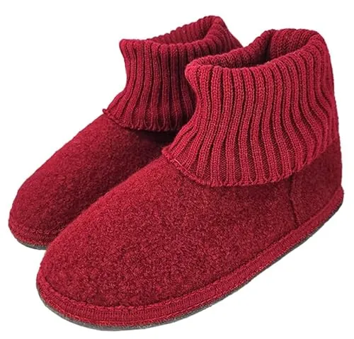 Beck Hygge Hüttenschuhe - Klassische Hüttenschuhe aus 100% Schurwolle für Kinder und Erwachsene. Atmungsaktiv und mit rutschfester Sohle für sicheren Halt im Alltag.