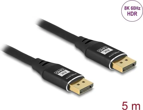 DELOCK 80623 - DisplayPort 1.4 Kabel, 8K 60 Hz, 5m - DP Kabel für beeindruckende 8K Ultra HD Auflösung mit HDR Unterstützung. Ideal für hochauflösende Monitore und Fernseher, sorgt für brillante Farben und realistische Bilder.