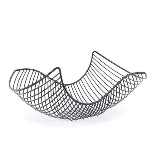 DESIGN DELIGHTS OBSTKORB Salomon | 37x27x15cm (LxBxH), Metall schwarz matt | geschwungene Obstschale, Brotkorb, Brötchenkorb