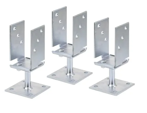 Alberts 215125 U-Pfostenträger | Breitenverstellbar und Aufschrauben - Zaunpfosten, hochwertiger und breitenverstellbarer Pfostenträger aus galvanisch verzinktem Stahl für optimale Stabilität und Langlebigkeit.