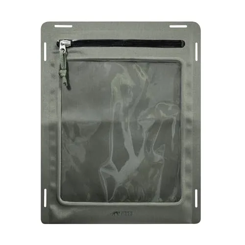 Tasmanian Tiger Taschenorganizer TT W-Pouch A4 WR Steingrau Oliv - Wasserabweisende Tablet-Hülle für Outdoor-Abenteuer. Schützt elektronische Geräte effektiv vor Feuchtigkeit und bietet durch das transparente Fenster eine einfache Bedienung unterwegs.