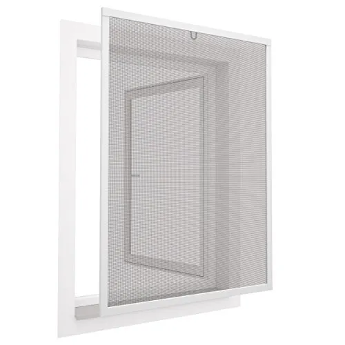 Insect screen window Comfort with aluminium frame - it is not necessary to drill or to screw (Colors and sizes to choose), Colour:White, Size:100 x 120 cm