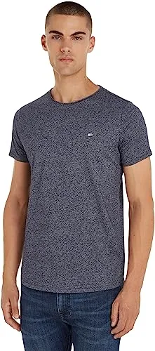 Tommy Jeans Herren Tjm Xslim Jaspe Neck Ext Kurzarmshirt - T-Shirts für Herren, aus 50% Bio-Baumwolle, ideal für lässige Looks und hohen Tragekomfort, perfekt für Freizeit und Büro.
