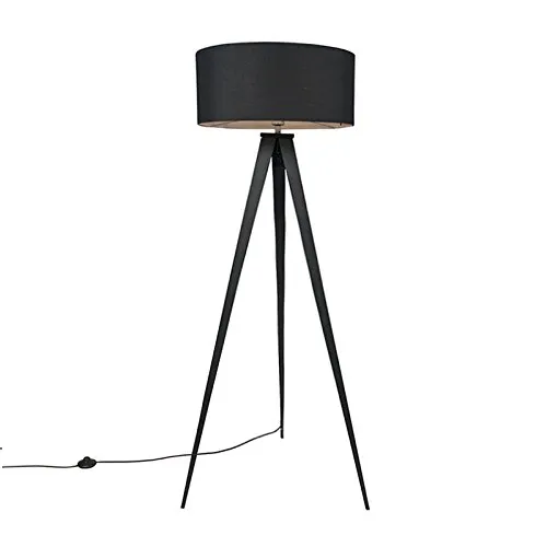 Qazqa Ilse I Moderne schwarze Stehlampe - Standleuchten & Deckenfluter, dimmbar mit E27 Fassung, ideal für Wohnzimmer und Schlafzimmer, modernes Design aus Stahl.