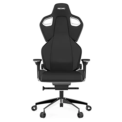 RECARO Exo Platinum Gaming Stuhl & Bürostuhl Ergonomisch [TÜV-Zertifiziert] | Made in Germany | Lordosenstütze, Aluminium-Rahmen, Anti Submarining, Handräder für stufenlose Einstellung, Black & White