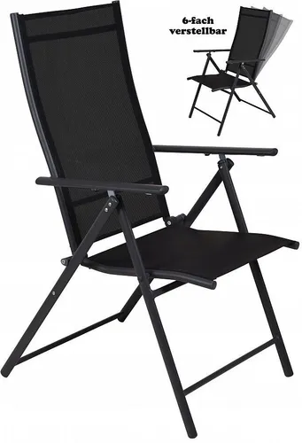 Koopman Hochlehner Gartenstuhl Anthrazit - Klappstuhl für Balkon und Terrasse, hochwertig verarbeitet mit verstellbarer Rückenlehne und pflegeleichtem Polyesterbezug. Ideal für entspannte Stunden im Freien.