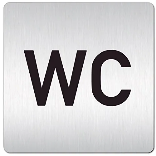 Türschilder24 XXL Schild - Türschild (B) • 125 x 125 mm • WC - Toiletten • 1,5 mm Aluminium Vollmaterial • 100% Made in Germany (WC - Text)