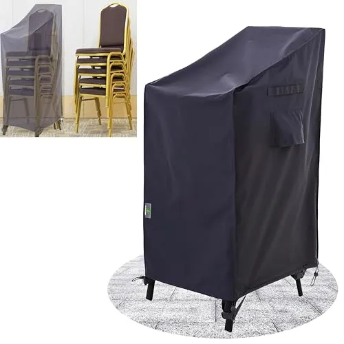 F&J Outdoors Abdeckung für Gartenstühle Wasserdicht UV Beständig Robust Schutzhülle für Stapelstühle Hochlehnstühle im Sommer Winter Draußen Plane (65x65x75/115cm),Grau