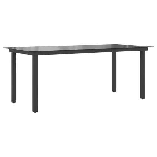vidaXL Gartentisch Schwarz 190x90 cm - Gartentisch aus witterungsbeständigem Glas und robustem Aluminiumgestell, ideal für Garten oder Terrasse. Einfach zu reinigen und schnell montiert.