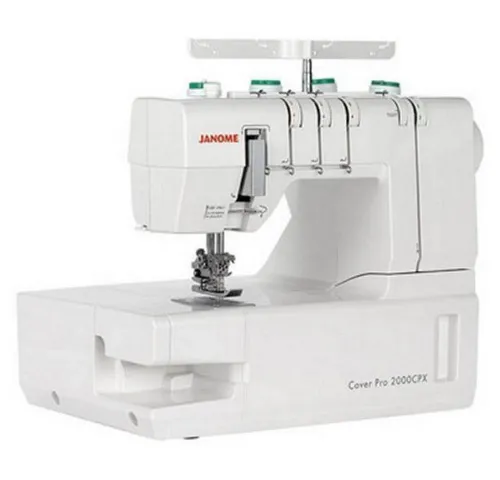 Janome CoverPro 2000CPX Overlock-Nähmaschine mit Bonuskit - Die Janome CoverPro 2000CPX überzeugt mit einem großzügigen Durchlass von 143 mm und dem innovativen TLC-System für optimale Greiferspannung. Ideal für vielseitige Nähprojekte in der Textilbearbeitung.