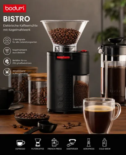 Bodum 11750-01EURO BISTRO Elektrische Kaffeemühle