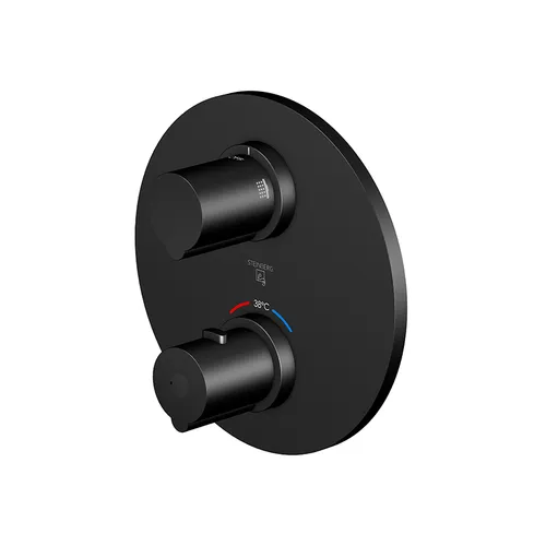 Steinberg Serie 100 Fertigmontageset für Unterputzthermostat - Armaturen mit 2-Wege-Umsteller und eleganter Abdeckplatte von 190 mm, ideal für moderne Badezimmergestaltung.