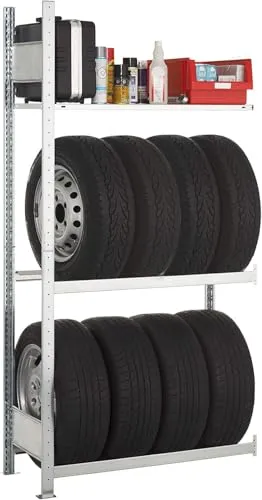 SCHULTE Lagertechnik Garagen-Set Anbauregal 1800x1000x400 mm - Praktisches Stecksystem für einfache Montage ohne Schrauben. Ideal für die platzsparende Lagerung von Reifen, Werkzeugen und Kleinteilen. Hochwertige Verarbeitung, Made in Germany und GS-zertifiziert.