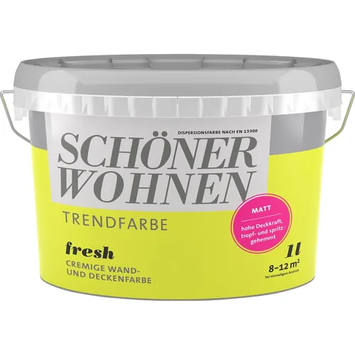 SCHÖNER WOHNEN FARBE Wandfarbe SW Trend 2,5L - Lösemittel- und weichmacherfreie Dispersionsfarbe, ideal für Allergiker. Hochdeckend und scheuerbeständig für perfekte Neu- und Renovierungsanstriche.