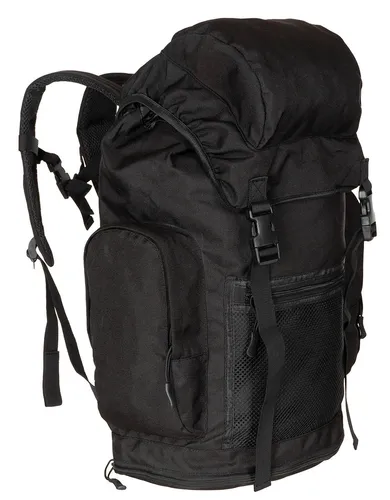 MFH Britischer Rucksack 30 l - Schwarz - Rucksack mit 30 l Volumen, verstellbaren Tragegurten und atmungsaktivem Rückenbereich, ideal für Outdoor-Abenteuer und Alltag.