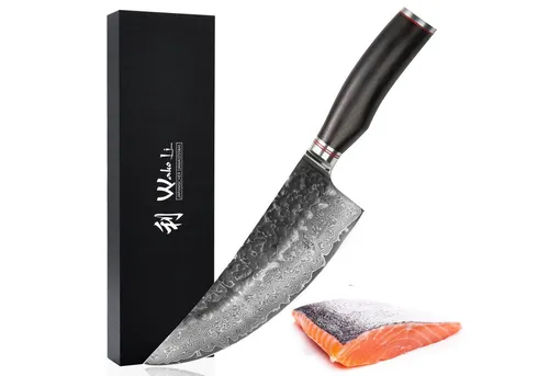 Wakoli Ebo Damastmesser Kochmesser 20 cm - Profi Küchenmesser aus 67 Lagen - Kochmesser mit 20 cm Klinge aus VG10 Damaststahl, rasierscharf und ergonomisch mit Pakkaholzgriff. Perfekt für präzises Schneiden und ein ideales Geschenk für Kochliebhaber.