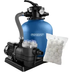 Sandfilteranlage SF110K 11.000 L/h mit Vorfilter und 1,2 kg Filterbällen