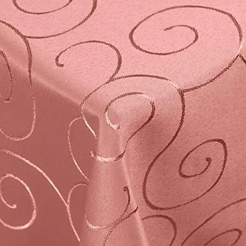 Kringel/Circle Tafeldecke Form, Größe & Farbe wählbar- Eckig 110 x 110 cm - Altrosa/Rosa Damast Tischdecke