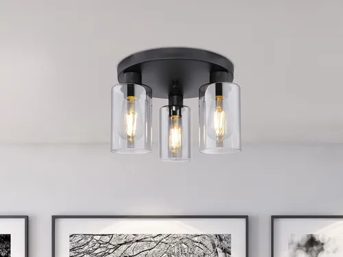Minimalistische LED Deckenlampe Rauchglas, dreiflammig
