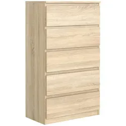 Mobelsta Kommode, Sonoma Eiche, Holzwerkstoff, Teilmassiv,Strukturbuche, 5 Schubladen, 70x124.5x39 cm, Wohnzimmer, Kommoden & Sideboards, Kommoden