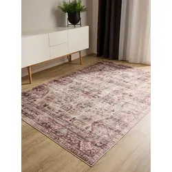 benuta Basic Waschbarer Teppich George - Multicolor/Pink 160x230 cm - Teppich mit modernem Vintage-Design, pflegeleicht und bei 30° waschbar – ideal für Wohnzimmer und Schlafzimmer. Die Anti-Rutsch-Rückseite sorgt für sicheren Halt.