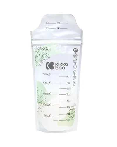 Kikkaboo Muttermilchbeutel 50 Stück 250 ml Füllmenge auslaufsicher Doppelzipper weiß uni