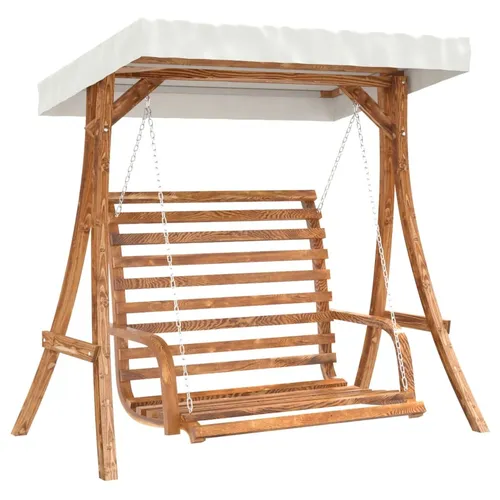 vidaXL Hollywoodschaukel mit Dach aus Massivholz Fichte - Gartenmöbel, elegante Hollywoodschaukel mit wetterfestem Dach, perfekt für entspannte Stunden im Freien.
