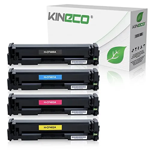 Kineco 4 Toner kompatibel mit HP 201A Color Laserjet Pro M252dw Pro 200 M252n Farblaserdrucker kompatibel mit CF-400A CF-401A CF-402A CF-403A, Schwarz 1.500 Seiten, Color je 1.400 Seiten