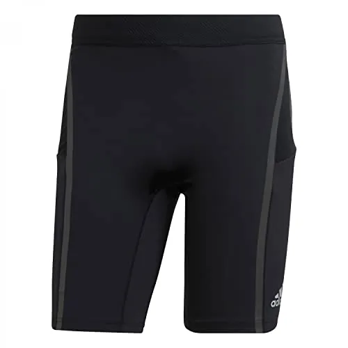 adidas Laufhose Tight Saturday Half - Kurz, Enganliegend, Schwarz, Herren, Größe: S - Fitnessbekleidung mit AEROREADY Technologie für ein trockenes Tragegefühl und praktischer Gesäßtasche für deinen Schlüssel. Hergestellt aus mindestens 60% recycelten Materialien, ideal für Sport und Freizeit.