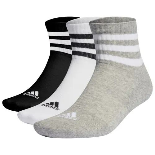 adidas - 3-Stripes Cushioned Sportswear Mid Cut Sock 3-Pack - Multifunktionssocken 40-42 - M | EU 40-42 grau
